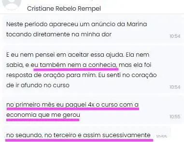Print: no primeiro mês eu paguei 4x o curso com a economia que me gerou